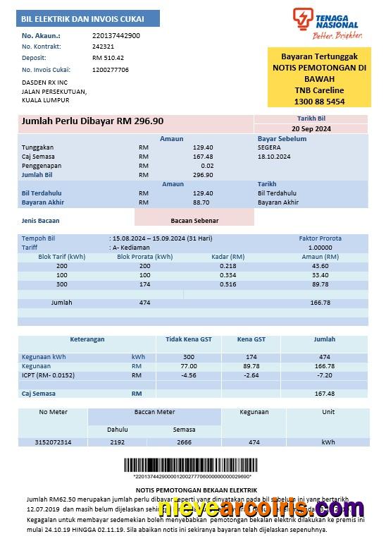 Malaysia Tenaga Nasional electricity business utility bill